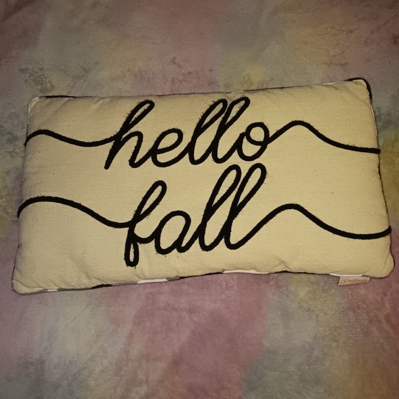 HELLO FALL BUFFALO CHECK BLACK & WHITE FARMHOUSE STRATFORD HOME THROW PILLOW - Picture 4 of 10